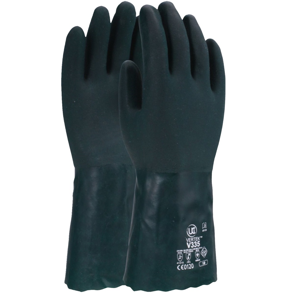 V335T HEAVYWEIGHT DOUBLE DIP CHEMICAL PVC GAUNTLET 14" (35CM)
