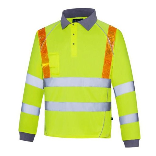 [PS075] POLOSHIRT AMBER EN20471 L/S C/W VENTS