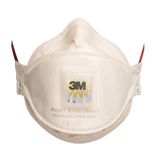 [RP040] 3M 9332+ FOLDABLE VALVED DUST FFP3V RESPIRATOR PK 10
